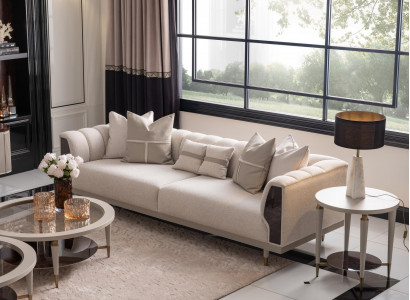 Dreisitzer Sofa 3 Sitzer Couchtische Beige Stoffsofa Set 3tlg Garnitur